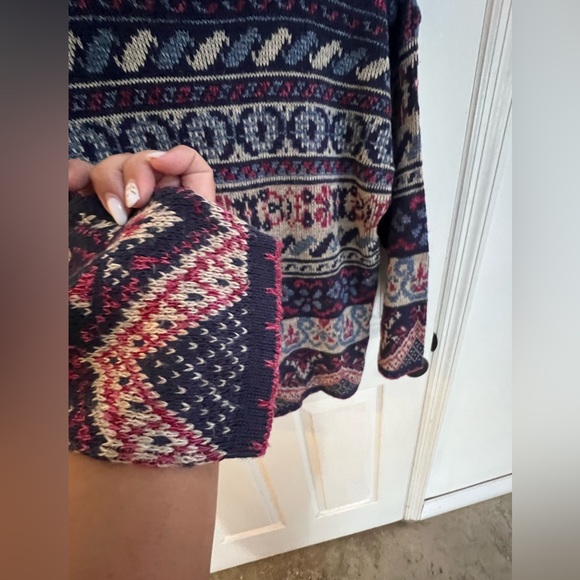 Vintage Sasson Multicolor Knit Sweater, Made in USA, Faire Isle - Picture 2 of 7